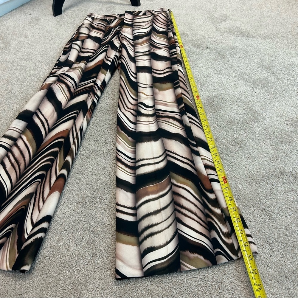 Zara black brown cream printed flared trouser pants Sz XS NWT - Picture 16 of 17